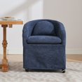 thumbnail image 3 of PORKISS Upholstered Dining Chair with Wheels, Chenille Upholstered Kitchen Chairs, Accent Chairs for Kitchen Living Room, Blue, 3 of 14