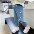 thumbnail image 6 of kamemir Little Girl Embroidered Slim Jeans, Big Girls Elastic Waist Denim Bottom Pants(Blue,4-5 Years), 6 of 6