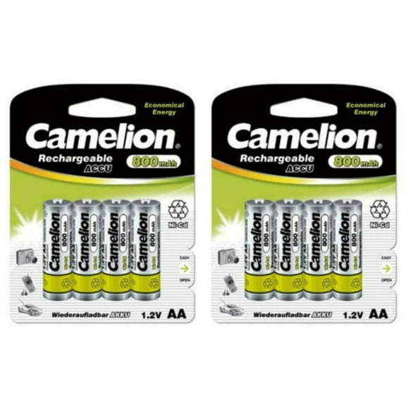 Camelion AA Rechargeable NiCD Batteries 800mAH 8 Pack Retail   FREE SHIPPING!
