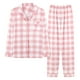 RKSTN Pajamas for Women Set Buttons Plaid Casual Long Sleeve Tops and Loose Pants Loose Two Piece Home Pajamas Set - image 1 of 3