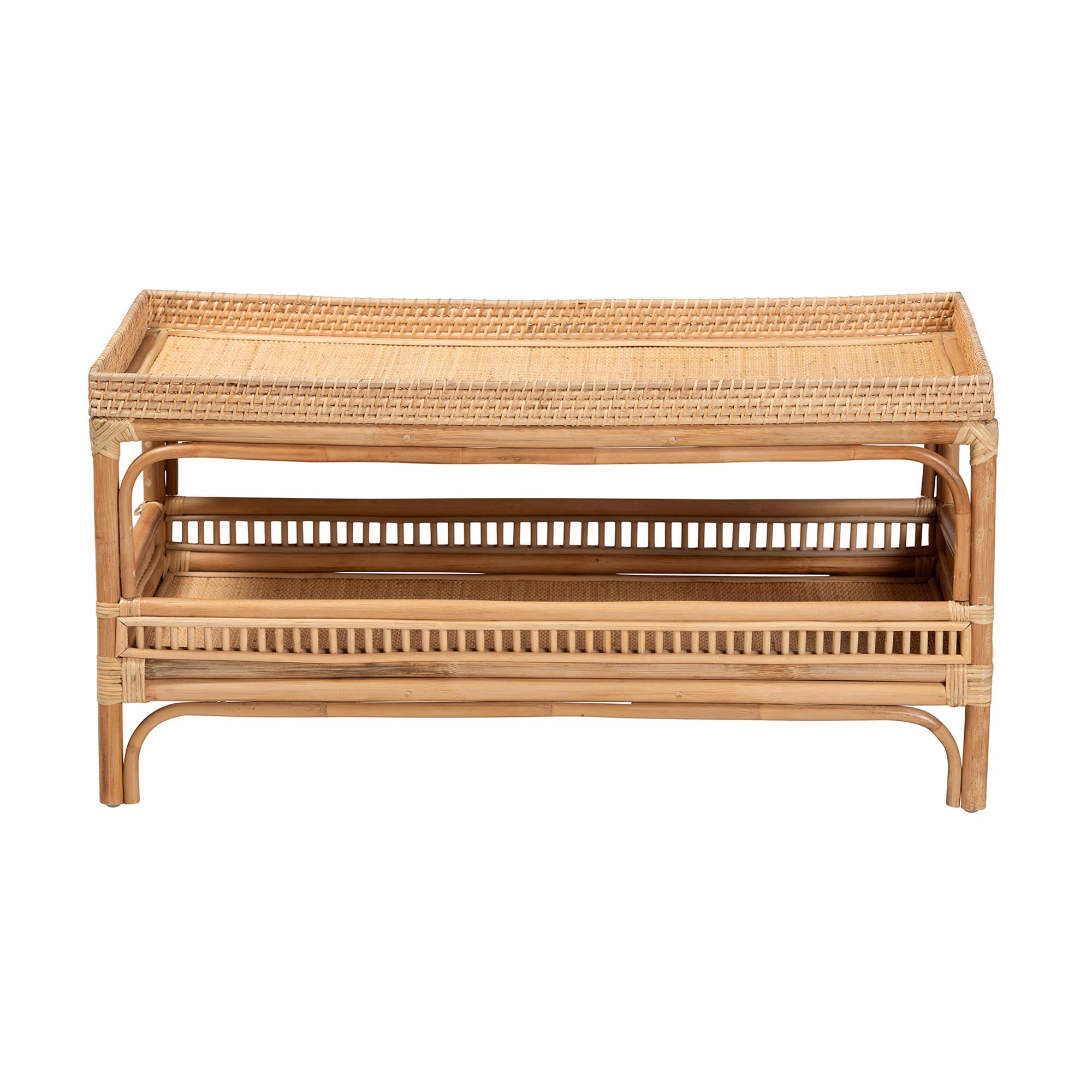 bali & pari Lombok Boho Coffee Table, 2-Tier, Natural