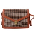 thumbnail image 1 of Bolso de mano con solapa retro para mujer, bolso de mensajero a cuadros de PU (marrón claro) Likrtyny Para estrenar, 1 of 9