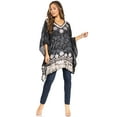 thumbnail image 5 of Sakkas Adalwin Desert Sun Lightweight Circle Ponch Tunic Top Blouse W / Embroidery - 35-BlackWhite - One Size, 5 of 5