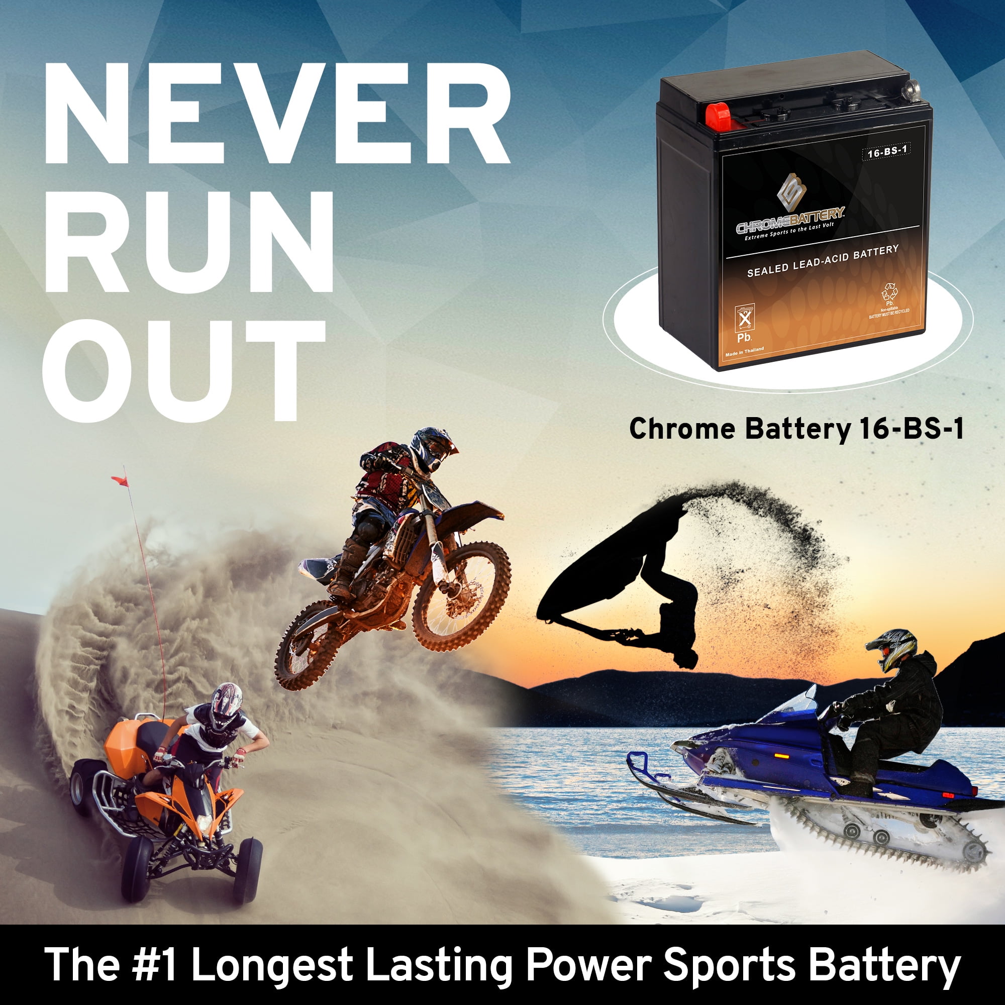 Chrome Battery Ytx16-Bs-1 Motorcycle Battery for Suzuki 1500Cc Vl1500 Intruder C90 T 2006