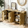 thumbnail image 2 of Euroco 57.5" Sideboard Buffet Cabinet with Storage, Modern Coffee Bar Cabinet with Adjustable Shelves, Aluminum Handles,Back-of-Door Storage Racks & Side Hooks for Living Room,Dining Room,Natural, 2 of 9
