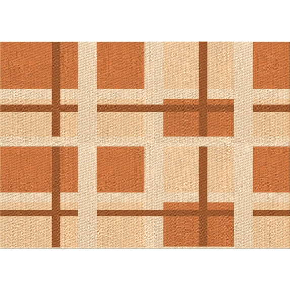 Ahgly Company Machine Washable Indoor Rectangle Transitional Neon Orange Area Rugs, 7' x 10'