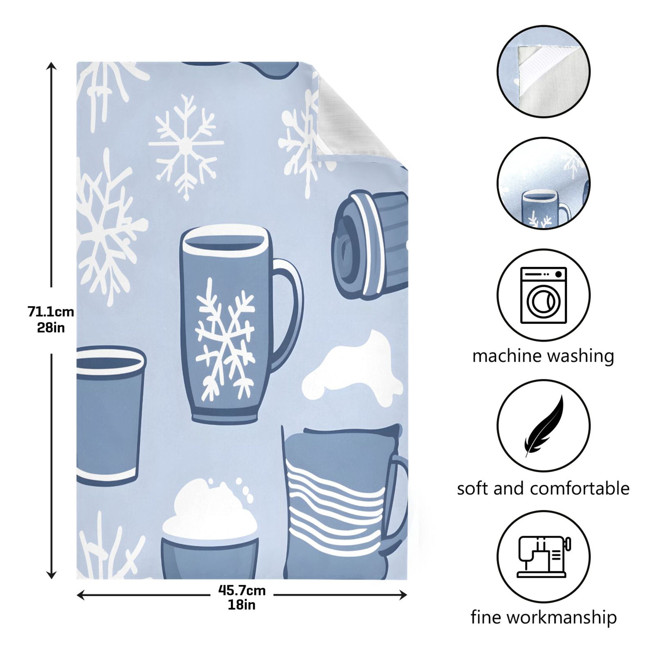 Winter Themed Pattern Kitchen Towels 6-Piece Pack Tea Towels for Kitchen Decorative Waffle Design 28x18in