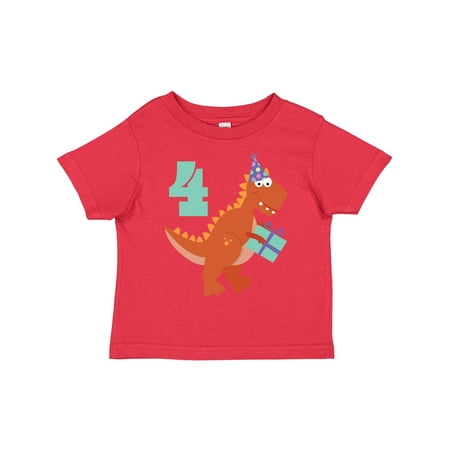 

Inktastic 4th Birthday Dinosaur Gift Toddler Boy or Toddler Girl T-Shirt