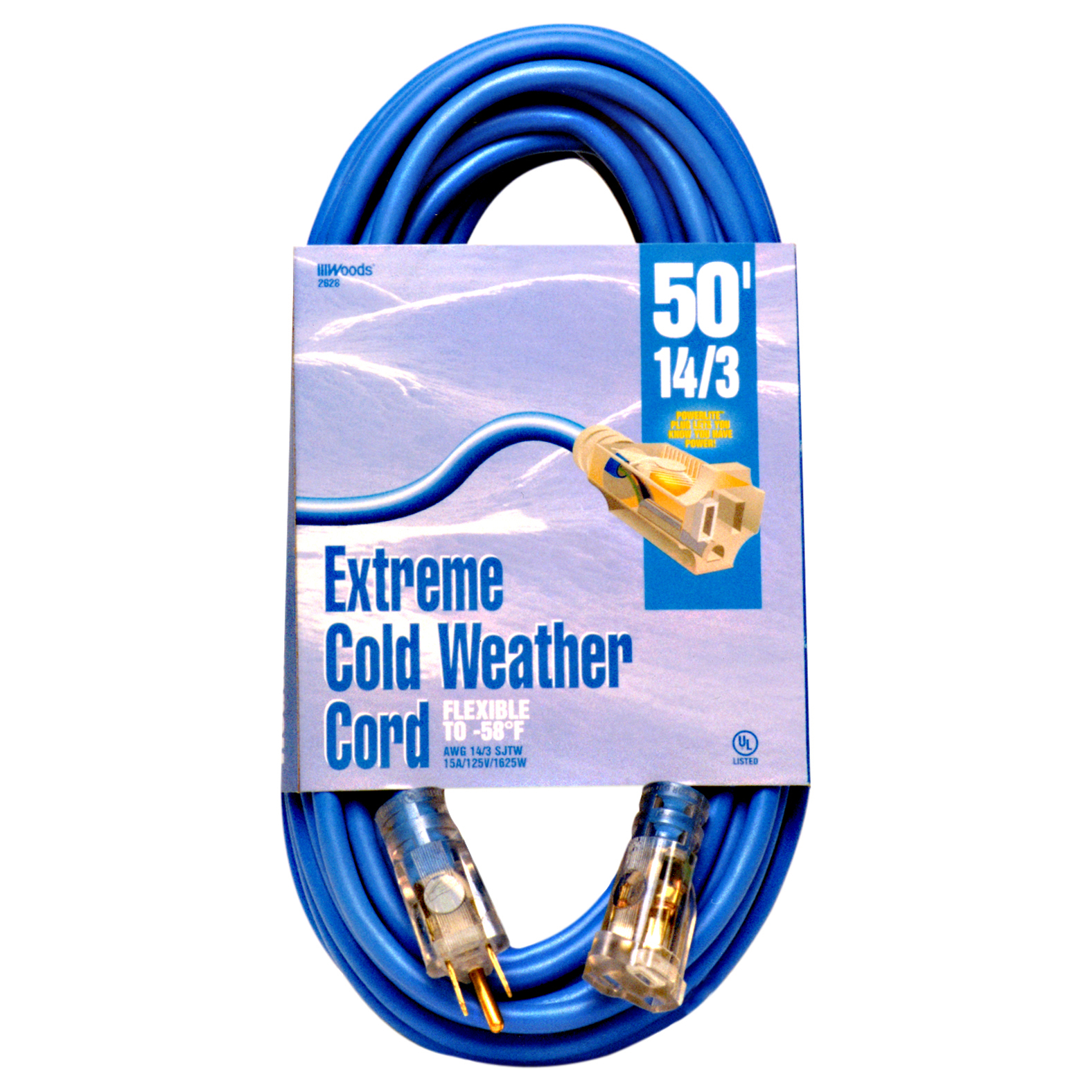 Coleman Cable 2628 Outdoor Extension Cord with Lighted Ends Made of