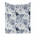 thumbnail image 1 of Shabby Flora Soft Flannel Fleece Blanket, Garden Spring Roses Buds with Leaves Flowers Romantic Image Artwork, Cozy Plush for Indoor and Outdoor Use, 50" x 70", Blue Grey and White, by Ambesonne, 1 of 6