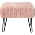 thumbnail image 2 of sdzkifto Super Mink Faux Fur Pink Ottoman Bench  19" x 13" x 17"  Rose Smoke  Living Room Foot Rest Stool Entryway Makeup Bench End of Bed Bedroom Home Decor Chair for Sitting, 2 of 5