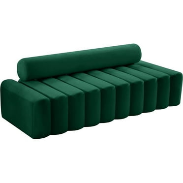Maklaine Contemporary Velvet Sofa with Deep Channel Tufting in Green