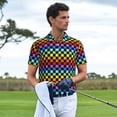 thumbnail image 4 of Salouo Rainbow Chequerboard for Men's Short Sleeve Polo Shirts,Polo Shirts for Men Performance Short Sleeve Golf Shirt Athletic Casual Collared T-Shirt-XX-Large, 4 of 8