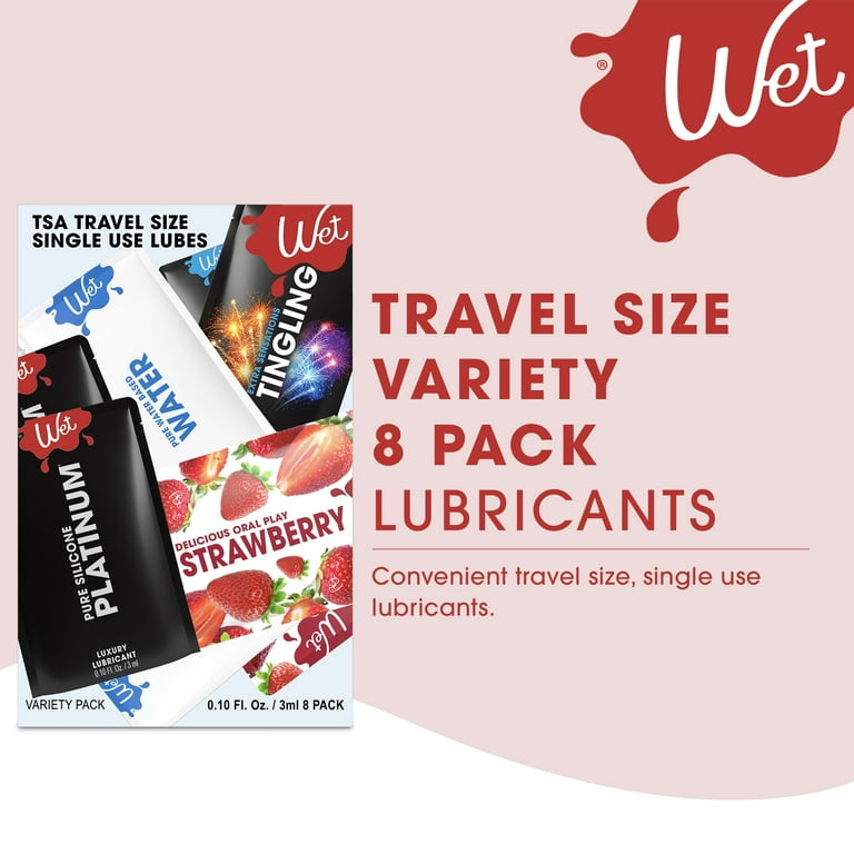 Wet Variety Pack, Silicone & Water Based Personal Lubricant, 3ml (8 Pack)