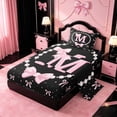thumbnail image 2 of meiyoeat Lovely Bow Tie Twin Sheets For Bow Girls,Pink Initial Letter M Bedding For Kids,3 Pieces, 2 of 6