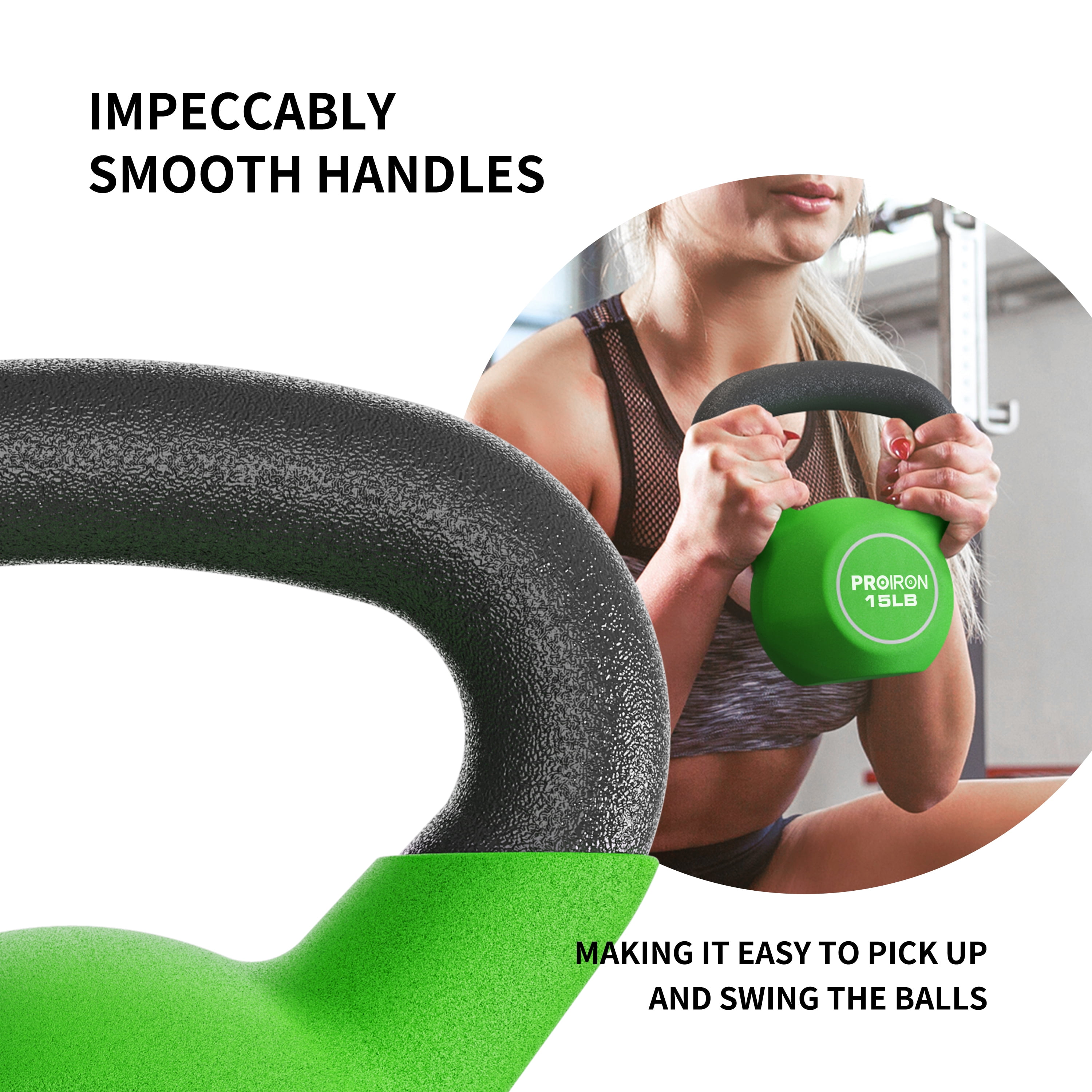 PROIRON Neoprene Coated Kettlebell 15Lb, Single