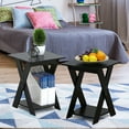thumbnail image 3 of Furinno Modern Simplistic Criss-Crossed End Table,Espresso, Set of 2, 3 of 11