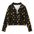 thumbnail image 4 of SERTG Girls Valentines Half Zip Sweatshirt Hoodless Stand Collar Thumbhole Cuffs Kids Long Sleeve Casual Pullover Everyday Top(Gold#1,9 Years), 4 of 5