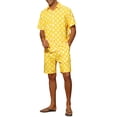 thumbnail image 4 of INSPIRE CHIC Polka Dots Hawaiian Set for Men's Short Sleeves Summer Shirts 2 Pieces Suit S Yellow, 4 of 5