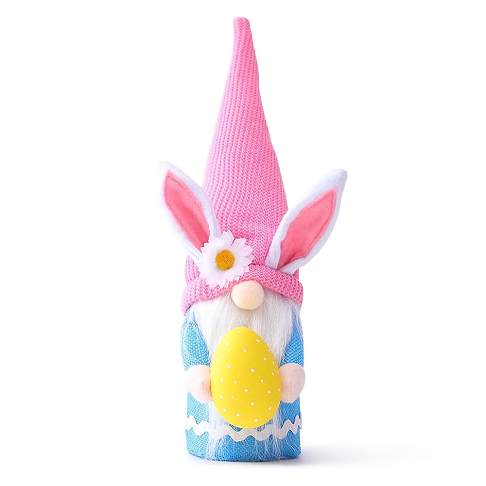 Decor Girl Room Decor Gifts, Bunny Gnome with Egg Plush Gnomes, Indoor Spring Decor-Rabbit Ears, Blue
