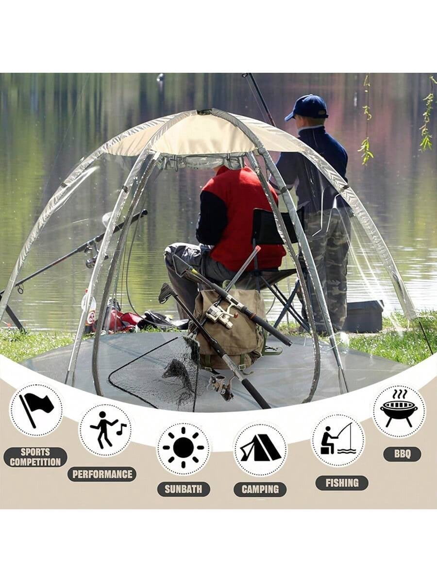 PVC Transparent Sports Tent, Large Instant Waterproof Tent, UVproof Outdoor 360 Full-View Tent With Zipper Window For Soccer Watching Sports Camping Fishing Activities