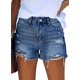 thumbnail image 1 of Pantalones cortos vaqueros Onlypuff, cintura alta, azul rasgado para mujer, 1 of 5
