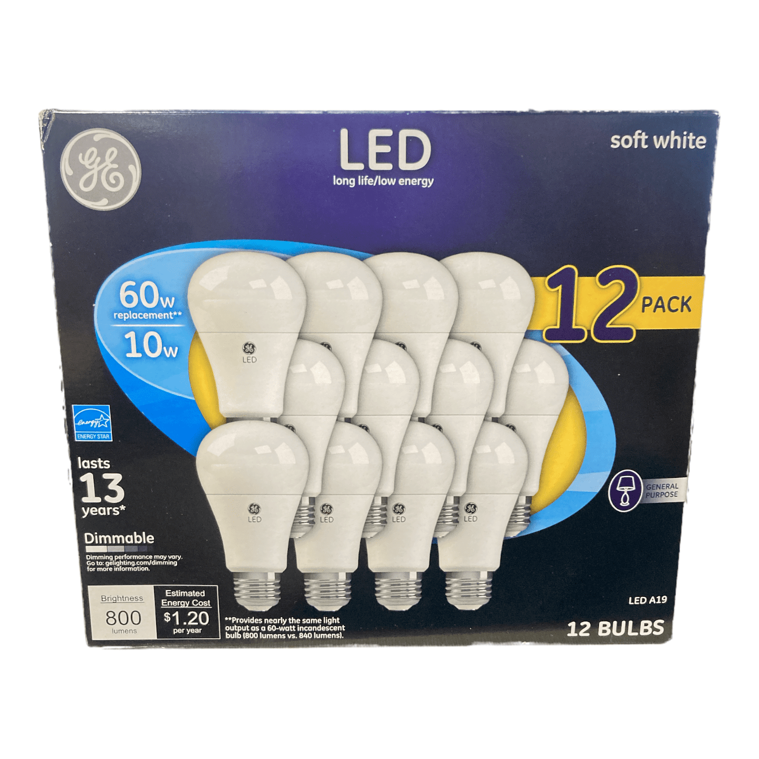 GE Lighting 31181 Frosted General Purpose Classic Shape A21 Daylight LED 10 