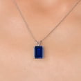 thumbnail image 3 of Gem Stone King 14K White Gold Blue Created Sapphire Pendant Necklace for Women | 4.00 Cttw | Gemstone September Birthstone | Emerald Cut 11X9MM | With 18 inch Chain, 3 of 6
