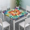 thumbnail image 3 of Colorful Tie Dye Mandala Pattern Square Fitted Tablecloth with Elastic Edge,Square Table Cover,Washable Elastic Table Cover for Home Kitchen Party Decor 34"x34", 3 of 6