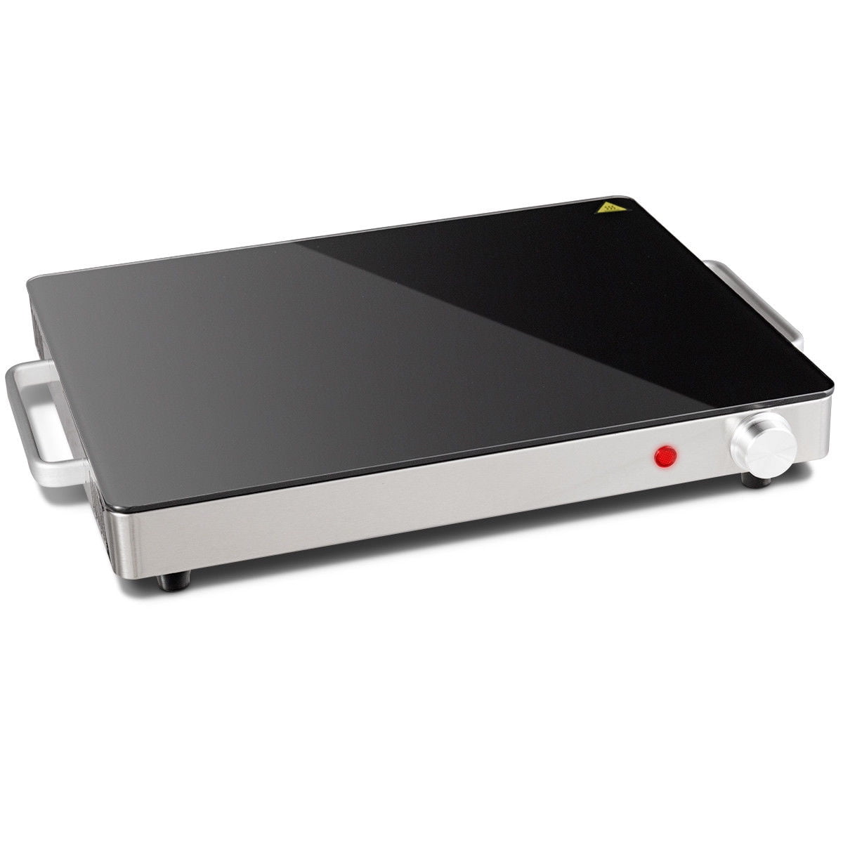 Electric Warming Tray Stainless Steel Dish Warmer w/Black Glass Top Hot