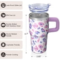 thumbnail image 3 of Double Wall 20oz Geometric Pattern Insulated Tumbler, Stainless Steel Travel Coffee Mug with Handle Leak Proof with Straw, 3 of 5