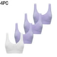 thumbnail image 2 of Mrat Low Cut Wireless Bra Padded Women's 4pc Seamless Comfortable Sports Bra with Removable Pads Workout Sleepwear Bra Ladies Underwire Sports Bra S-51 White XXL, 2 of 5