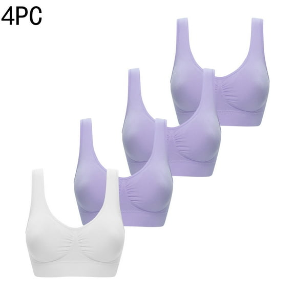 GERsome 4 Pack Women's Seamless Comfort Workout Sports Bra Low-Impact Activity Sleep Bras (S-XXXL)