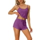 thumbnail image 1 of Conjuntos de pijama para mujer INSPIRE CHIC, camisetas de punto con pantalones cortos, 2 piezas, ropa de dormir, XS, morado, 1 of 6