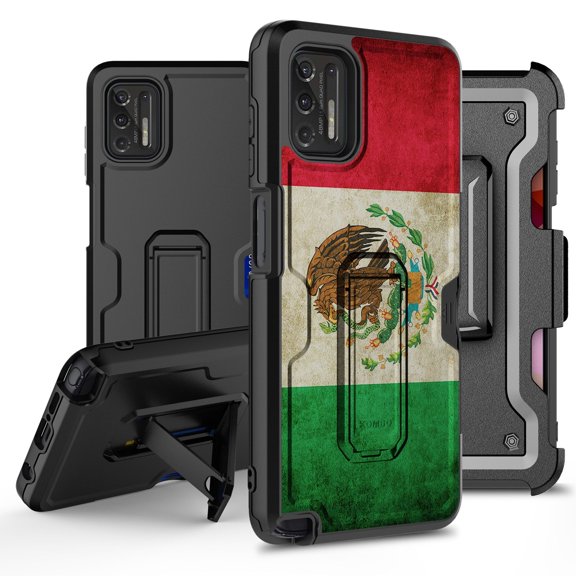 ANJ  Rugged Hybrid Shockproof Case w/Kickstand   Holster Clip Card Slot Cover for Motorola Moto G Stylus (2021 Release) - Mexican Flag