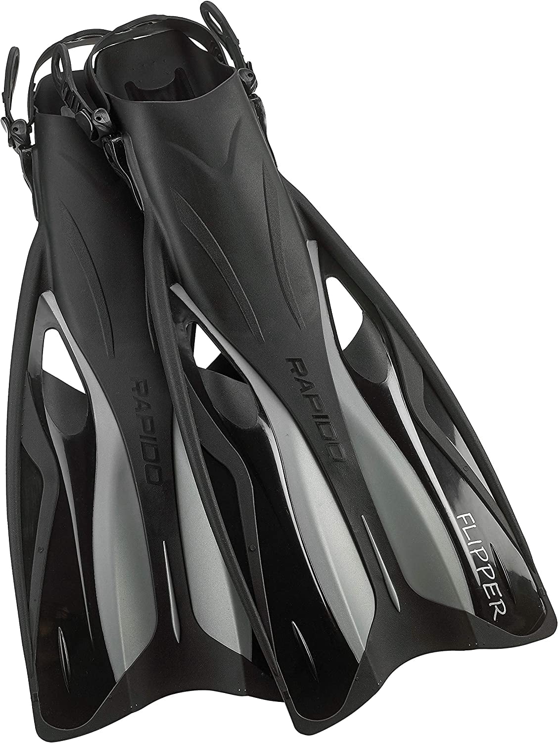 Rapido Boutique Collection Flipper Open Heel Adjustable Snorkel Fin with Snorkeling Gear Carry Bag, Ideal Snorkeling Fins for Snorkel or Scuba