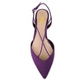 thumbnail image 5 of FSJ Women Closed Pointed Toe Rhinestone Strappy Slingback Flats Adjustable Buckle Sandals Comfortable Dress Shoes Size 8 Purple, 5 of 5