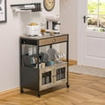 thumbnail image 6 of X-cosrack Large Coffee Bar Cabinet，3 Tiers Kitchen Coffee Cart with Drawer for The Home, Movable Farmhouse Station Table on Wheels for Living Room, Entryway, Dining Room, Kitchen, 6 of 8