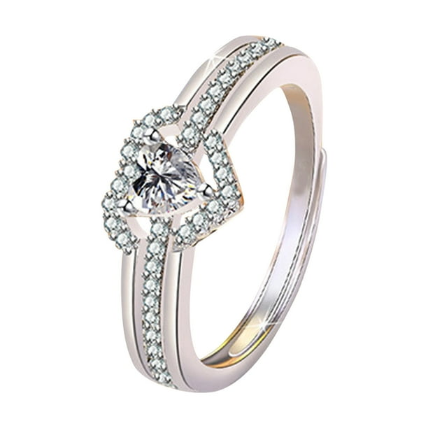 Anillos de plata para mujer Anillos de nudo Anillos de dedo abierto Anillos de corazón con circonita cúbica Anillos de hija de polilla Joyería Anillos ajustables para mujeres