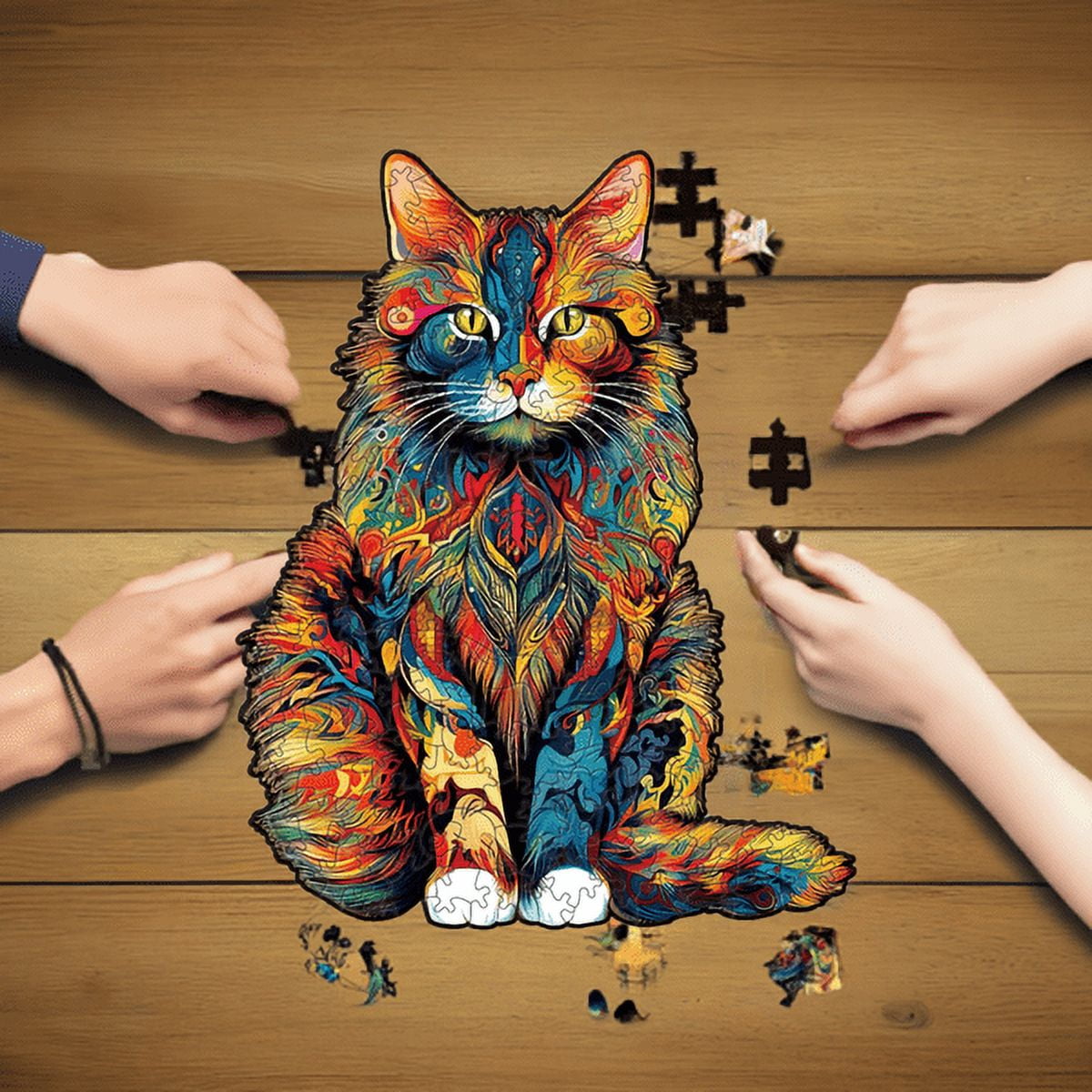 Nestologi Maine Coon Cat Premium Wooden Jigsaw Puzzle for Adults - Large - 5 Hours to Complete