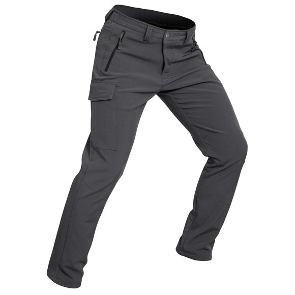 Wespornow Pantalons de Randonnée Doublés en Polaire pour Hommes, Résistants à l'Eau, Pantalons de Ski Coquille Souple pour l'Hiver, Ski, Extérieur (Gris, Très Grand)