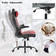 thumbnail image 3 of BestOffice Adult Metal PC Gaming Chair with Lumbar Support and Flip-Up Arms, Red, 3 of 7