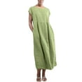 thumbnail image 1 of Liquidation 2025! Grrvtrz Robes pour Femmes Grande Taille Sans Manches en Coton et Lin Robe Chemise Col Ras du Cou Robe Longue Vintage avec Poches, 1 of 6