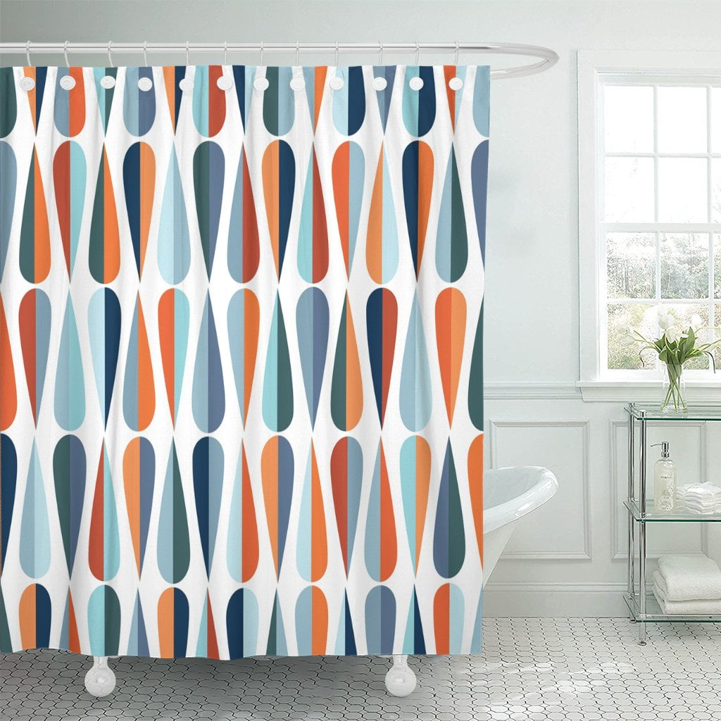 PKNMT Mid Century Modern Retro Drop Shapes in Shower Curtain 60x72