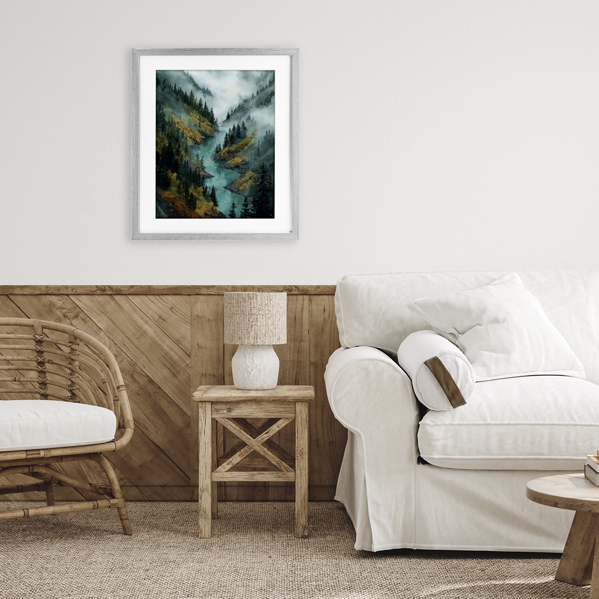 Stupell Industries Turquoise Mountain River Bends Gray Framed Print Under Glass, design by Franklyn Gregory