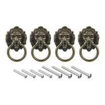 Uxcell 4 Pack 1.57"x1.97" Lion Head Pulls Knob for Dresser Wardrobe Kitchen (Bronze)