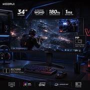 KOORUI 34 UWQHD Curved Gaming Monitor, 180Hz Ultrawide Monitor, 3440×1440p 1ms(MPRT) HDR400