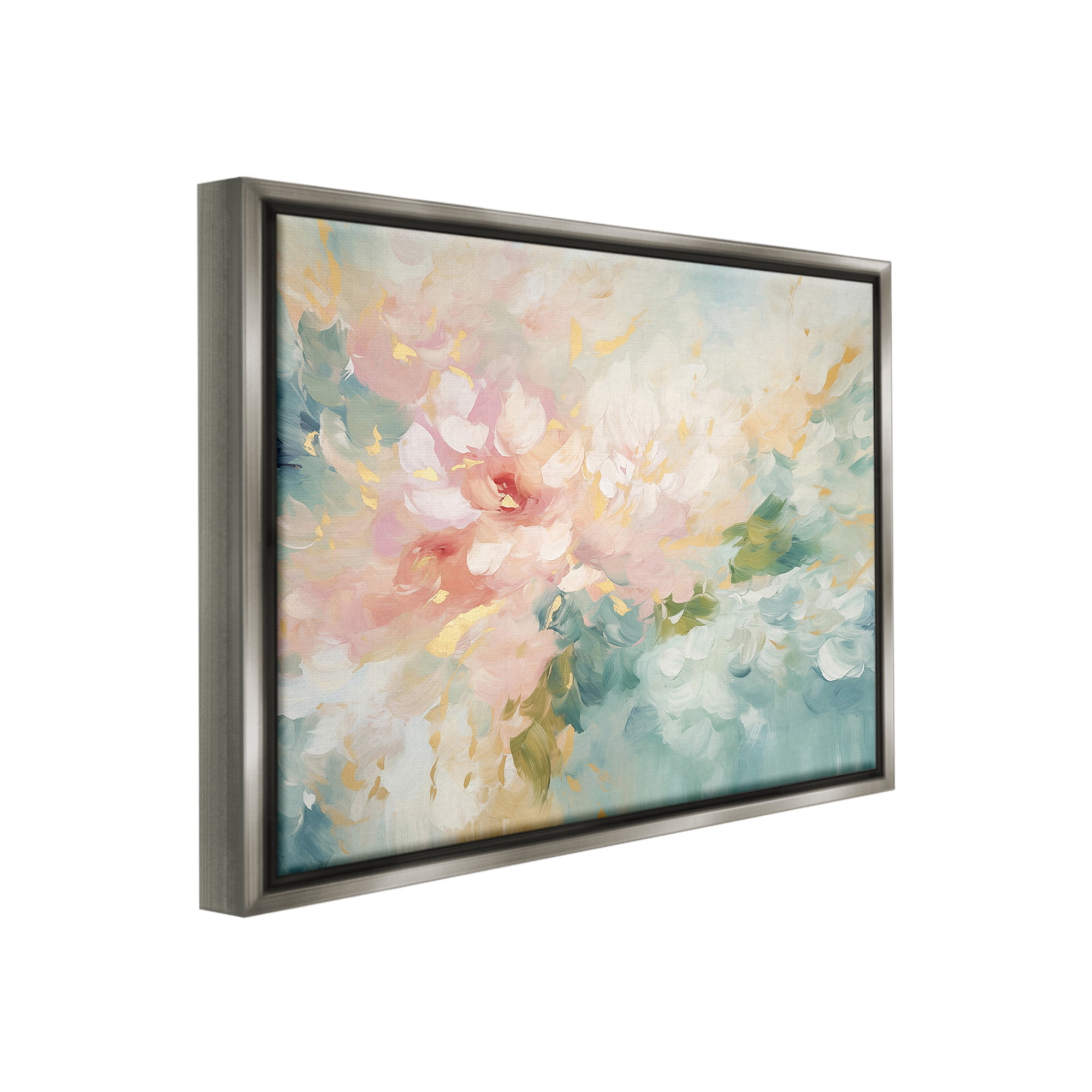 Stupell Industries Soft Flower Abstraction Botanical & Floral Painting Gray Floater Framed Canvas Art Print Wall Art, 31 x 25