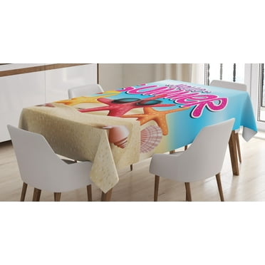 Ambesonne Lifestyle Tablecloth Rectangular Table Cover, Inspirational Beach, 52"x70", Multicolor