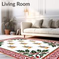thumbnail image 2 of ODIKA 4'x6' Machine Washable Non-Slip Area Rug, Festive Feline Latch Hook Design With Holiday Ornamentation High Traffic Rug, Red, 650336, 2 of 7